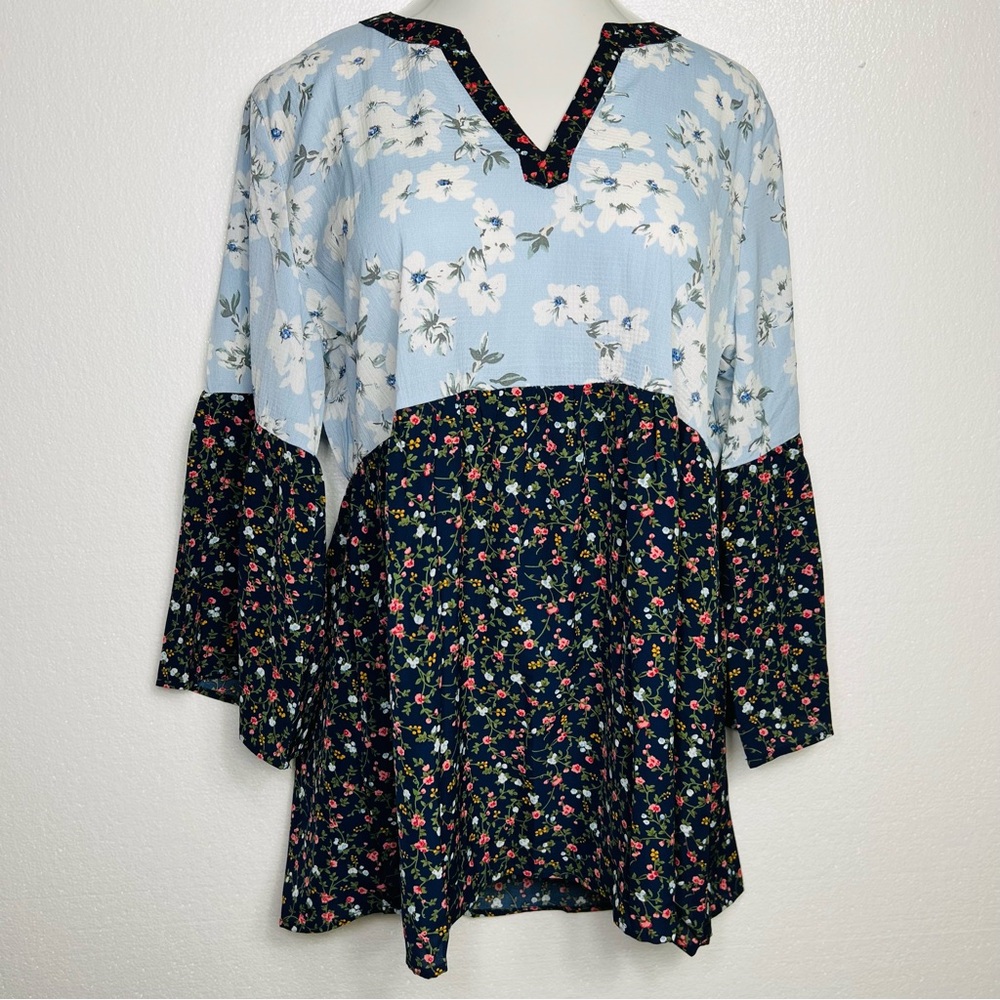 Suzanne Betro floral cottagecore lightweight blouse size 1X